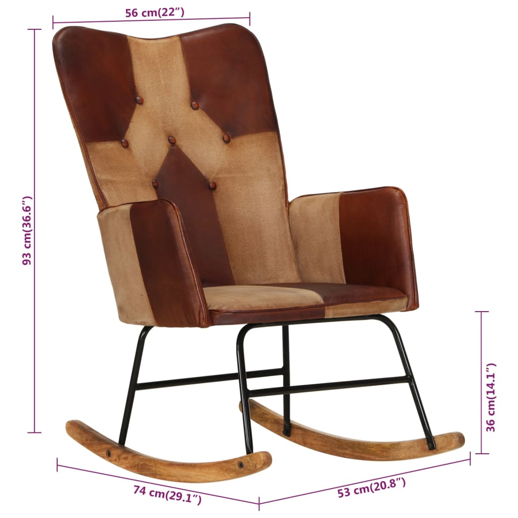 Fauteuil à bascule en cuir véritable