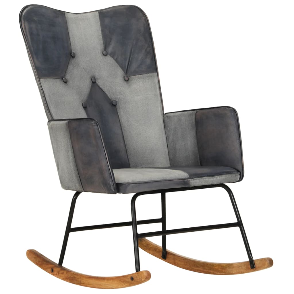 Fauteuil à bascule en cuir véritable