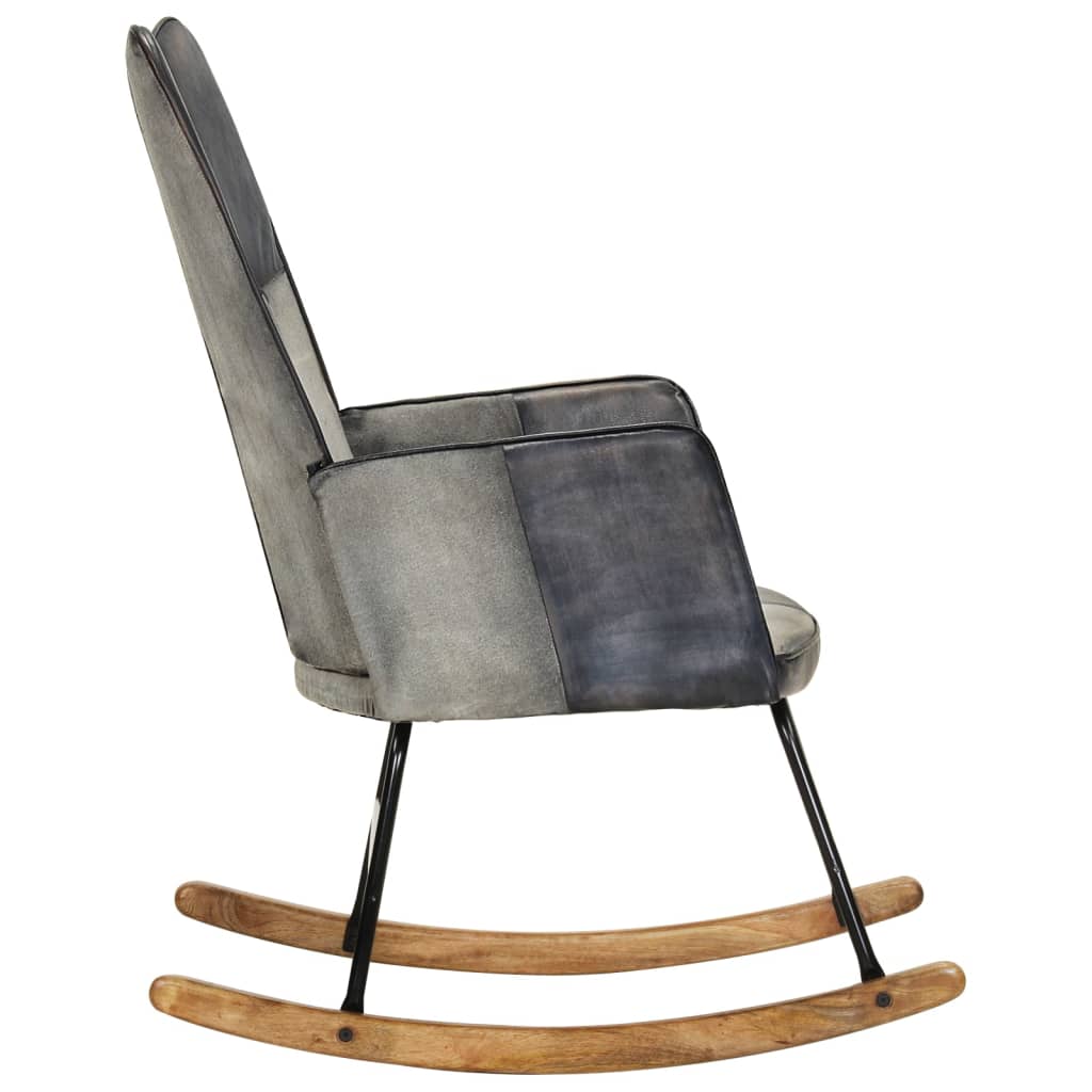 Fauteuil à bascule en cuir véritable