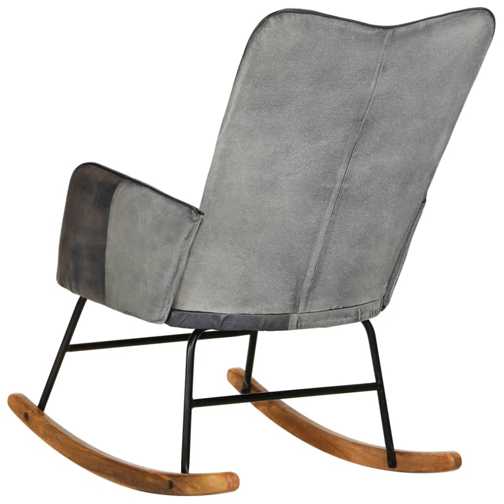 Fauteuil à bascule en cuir véritable