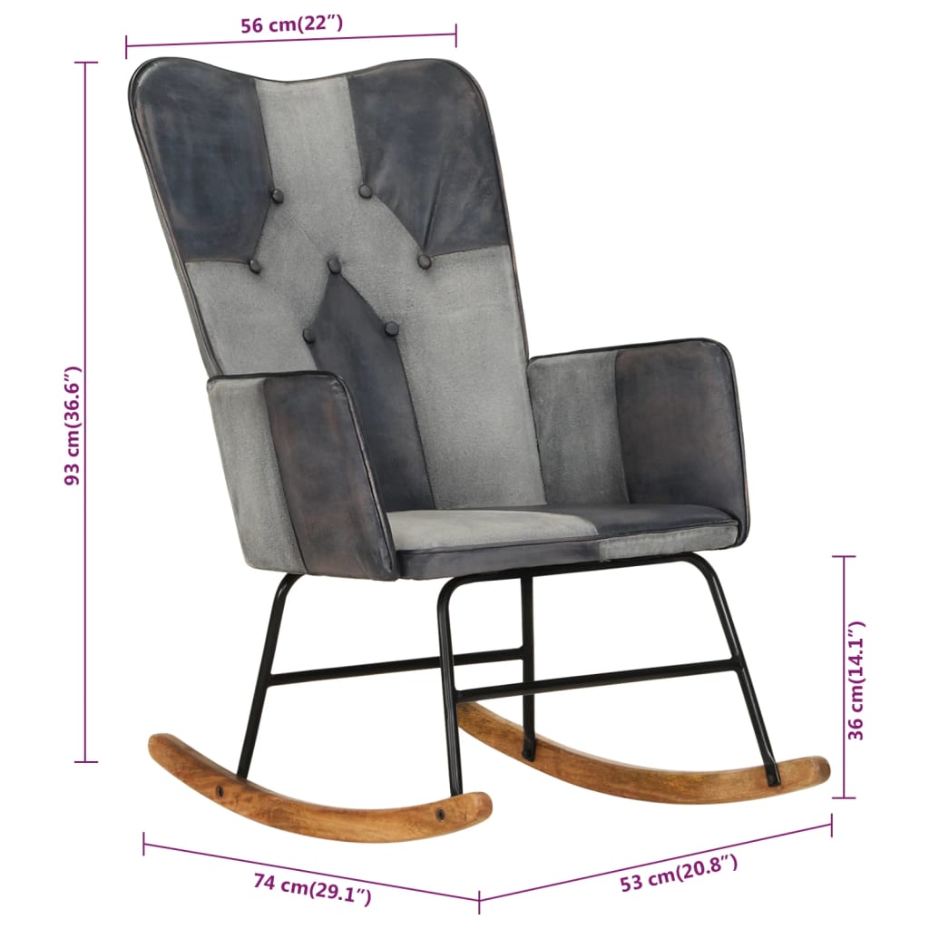 Fauteuil à bascule en cuir véritable