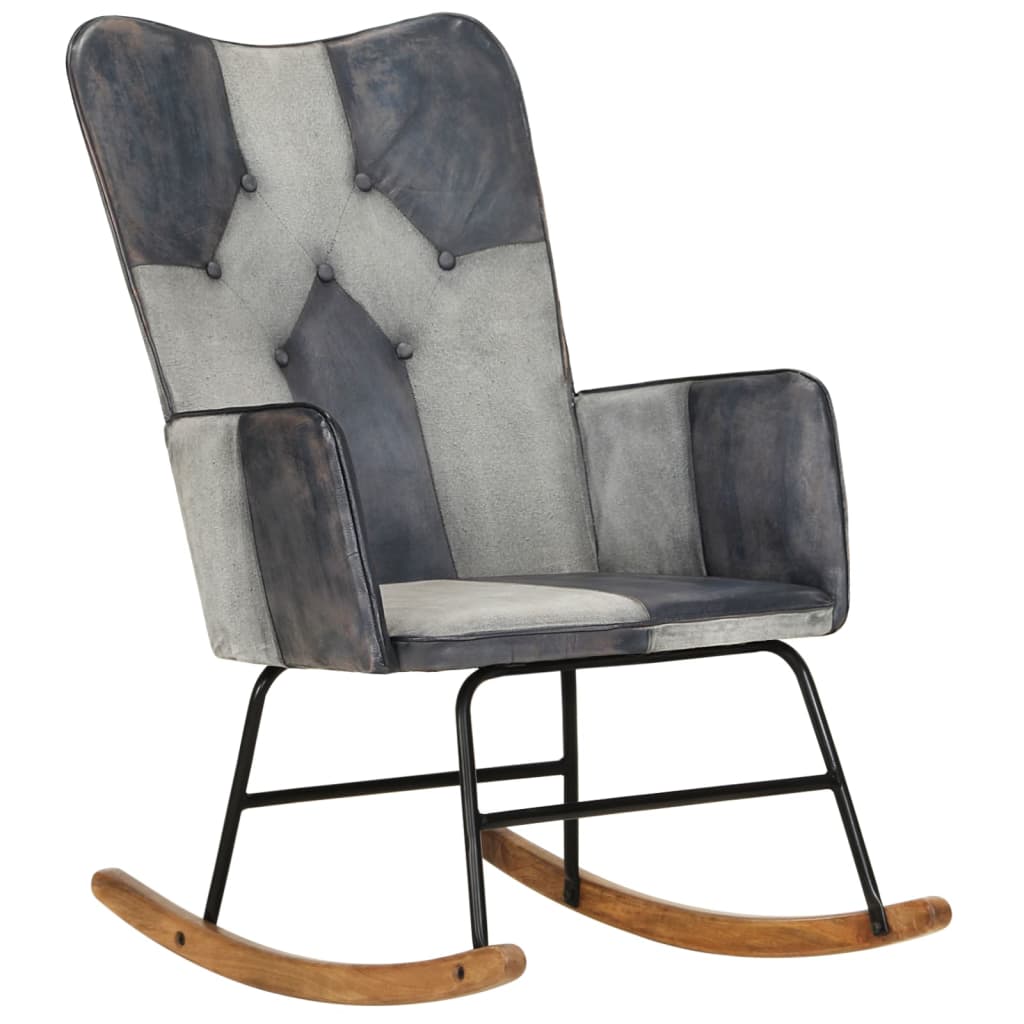 Fauteuil à bascule en cuir véritable