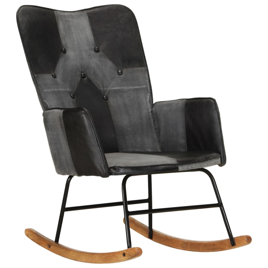 Fauteuil à bascule en cuir véritable