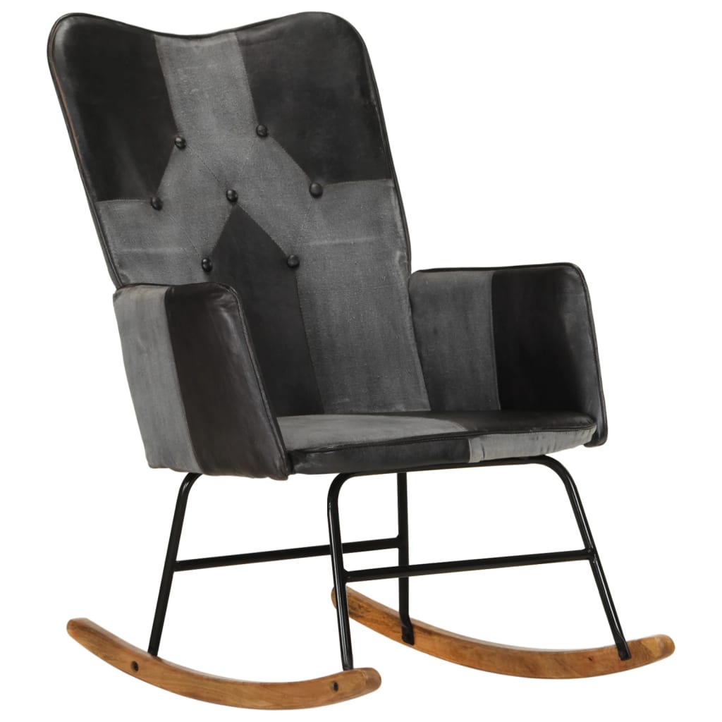 Fauteuil à bascule en cuir véritable