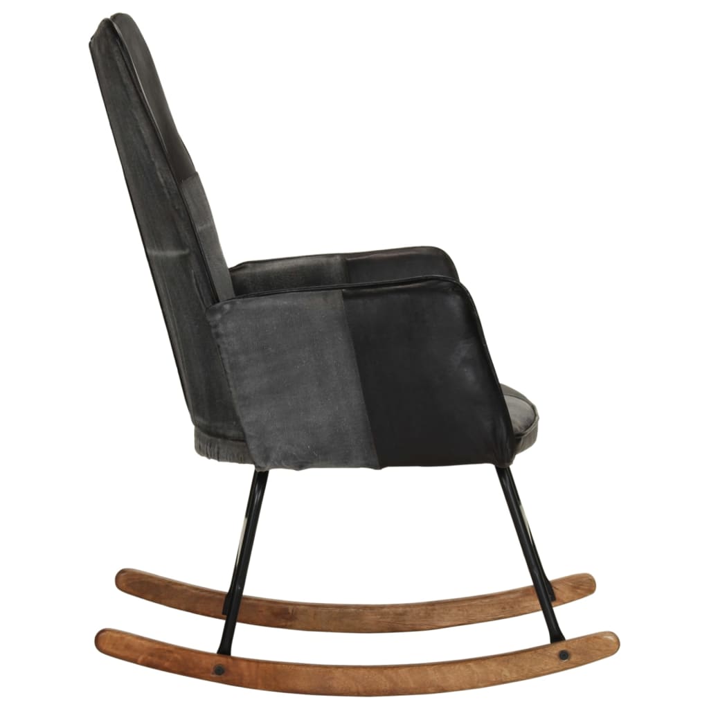 Fauteuil à bascule en cuir véritable