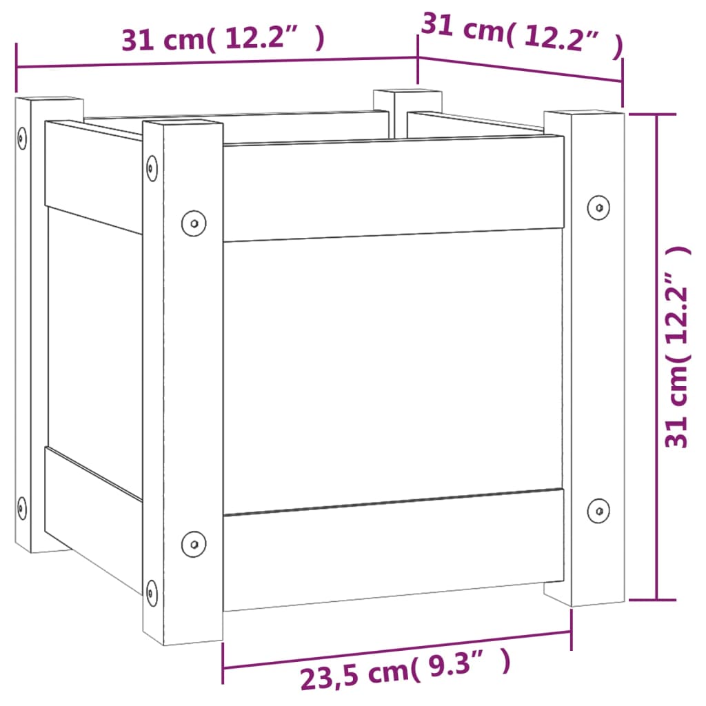 Plantenbak 31x31x31 cm massief grenenhout