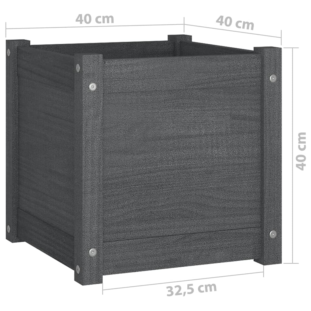 Plantenbakken 2 st 40x40x40 cm massief grenenhout