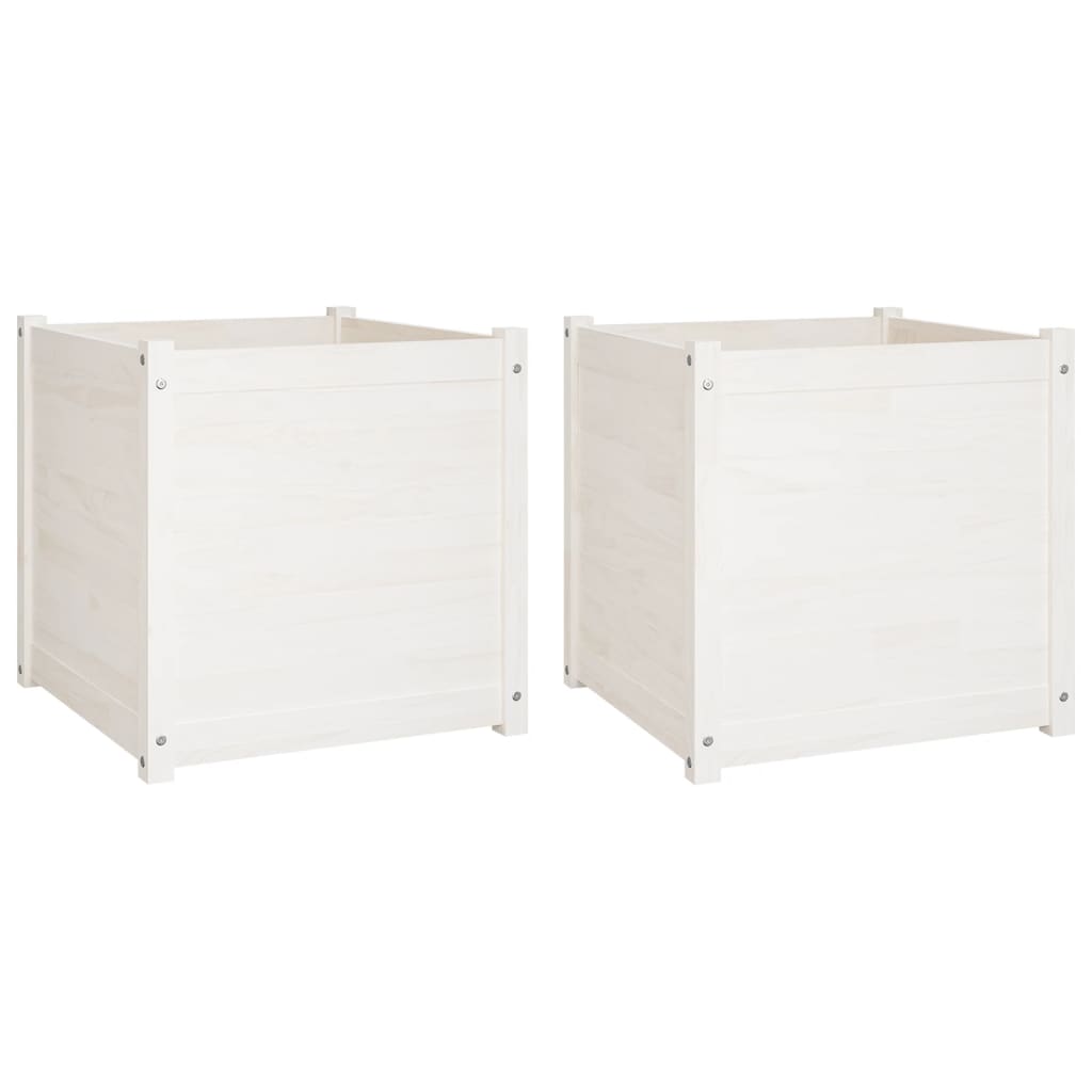 Jardinières 2 pcs 60x60x60 cm bois de pin massif blanc