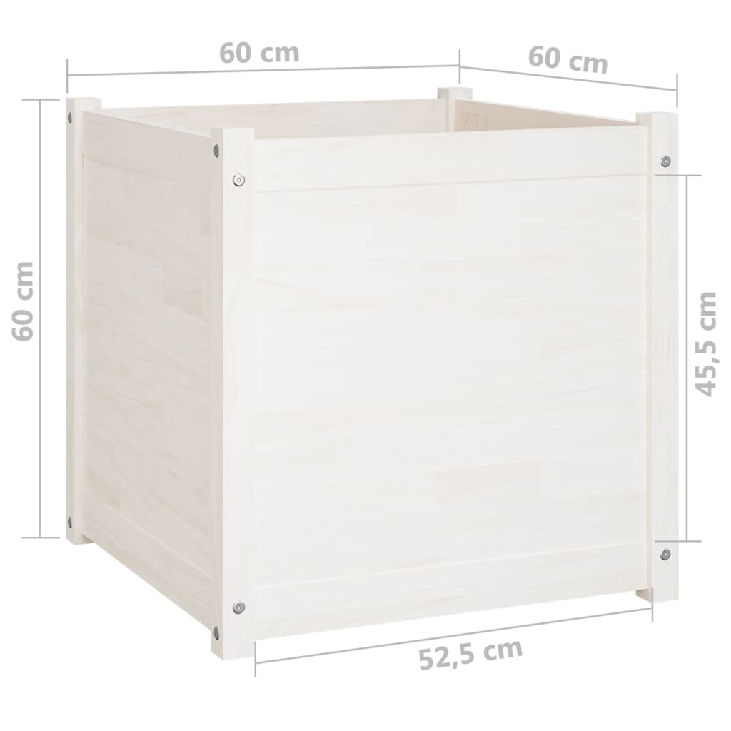 Plantenbakken 2 st 60x60x60 cm massief grenenhout wit