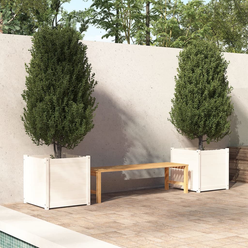 Jardinières 2 pcs 60x60x60 cm bois de pin massif blanc