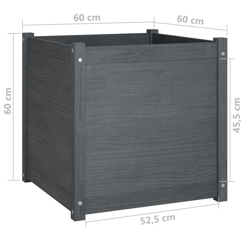 Plantenbakken 2 st 60x60x60 cm massief grenenhout wit