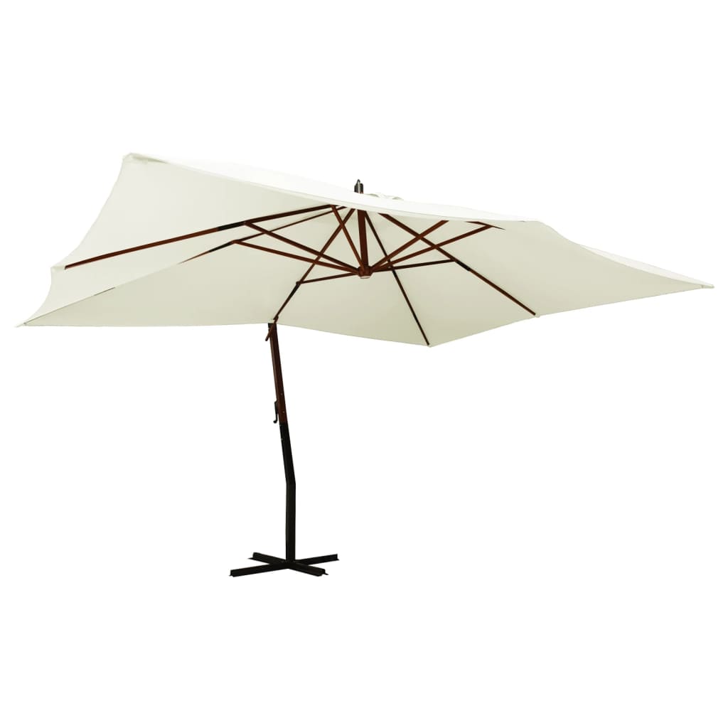 Zweefparasol met houten paal 400x300 cm azuurblauw