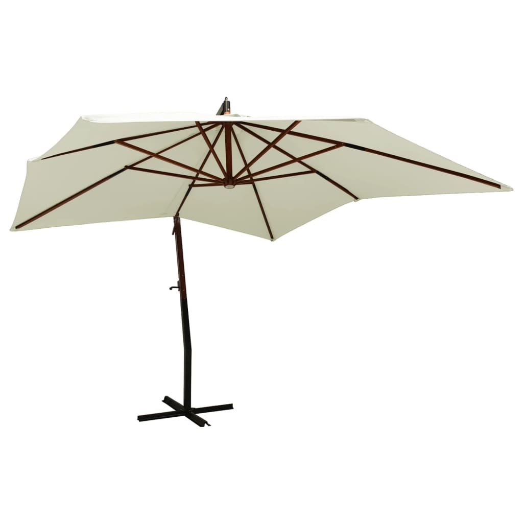 Parasol flottant avec poteau 3x3 m en bois de pin massif