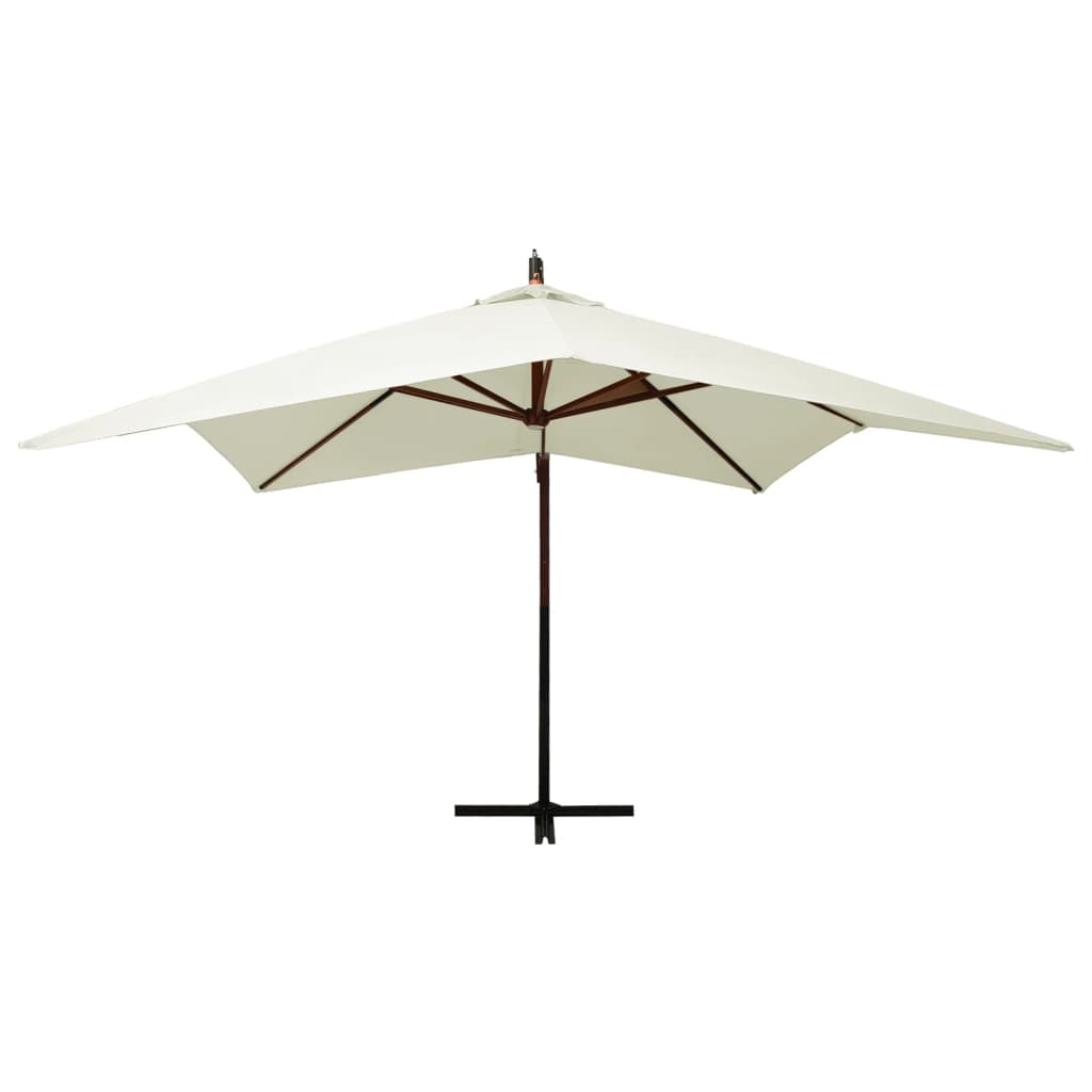 Zweefparasol met houten paal 300 cm zandwit