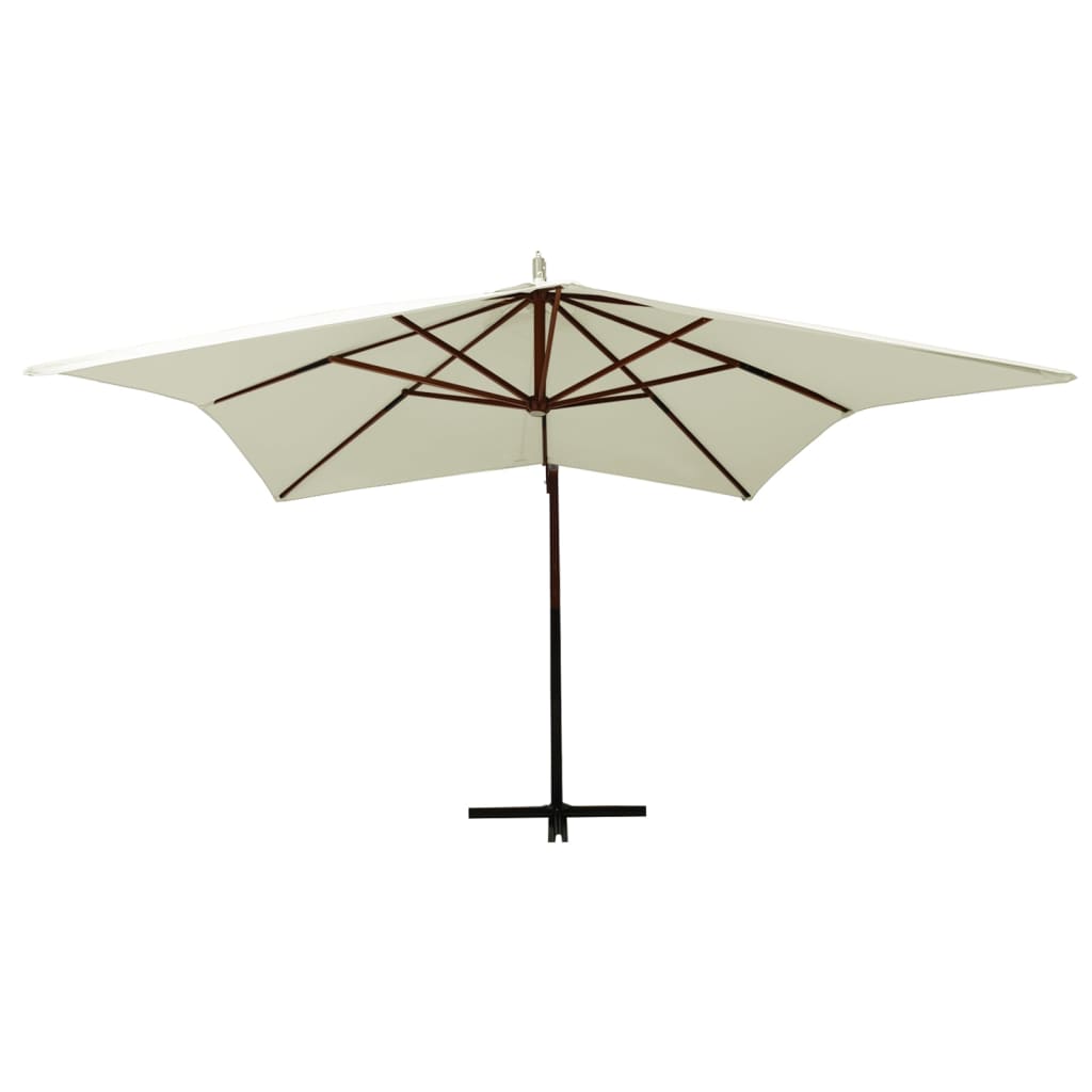 Zweefparasol met houten paal 300 cm zandwit