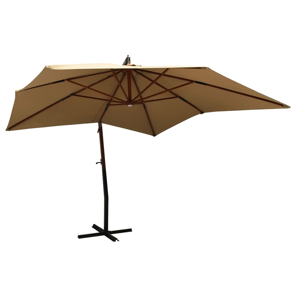 Zweefparasol met houten paal 300 cm zandwit