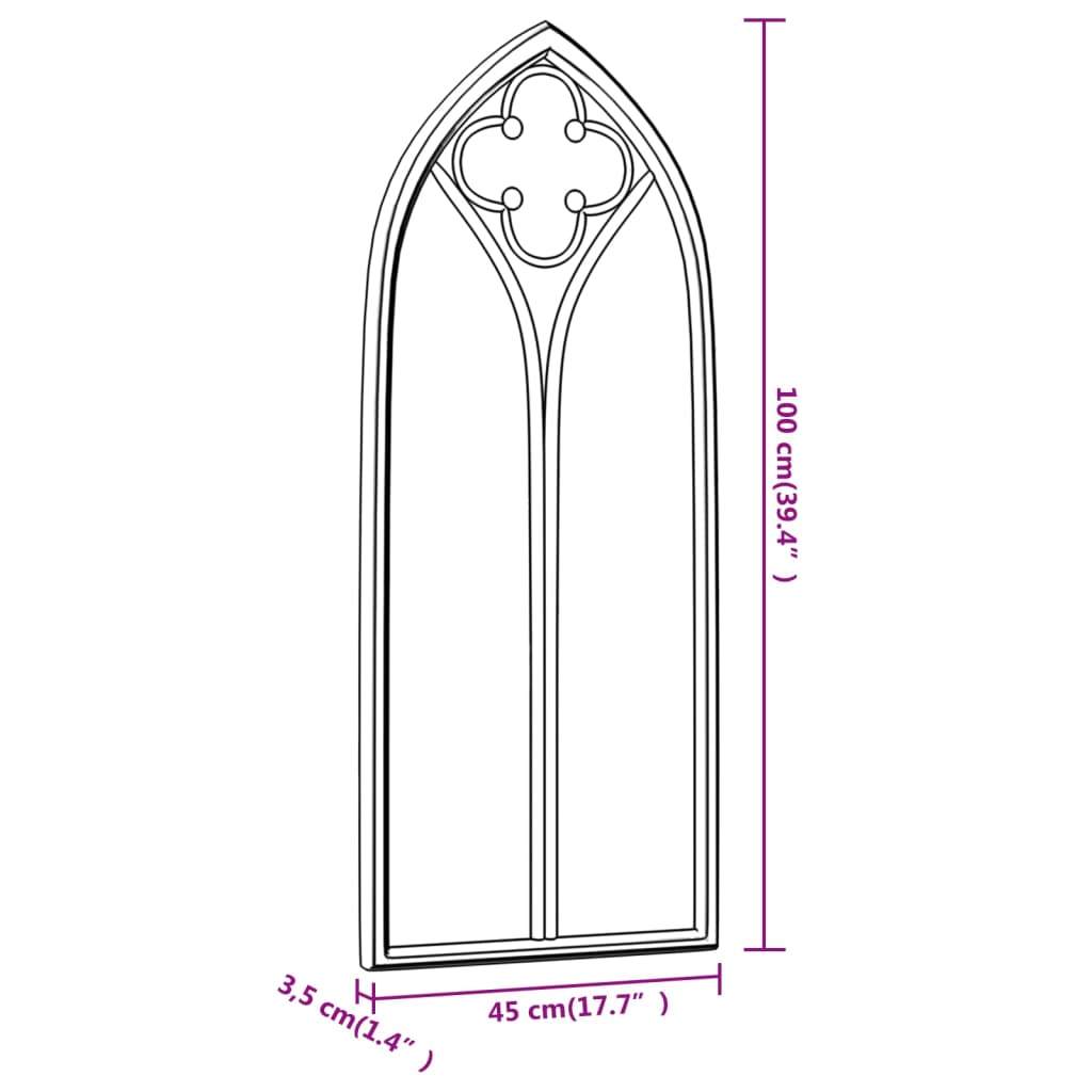 Miroir 100x45 cm fer noir