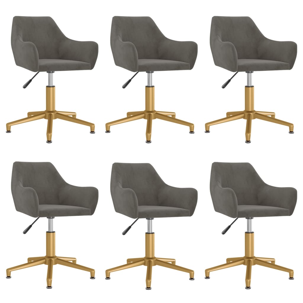 Chaises de salle à manger pivotantes 4 pcs velours gris foncé