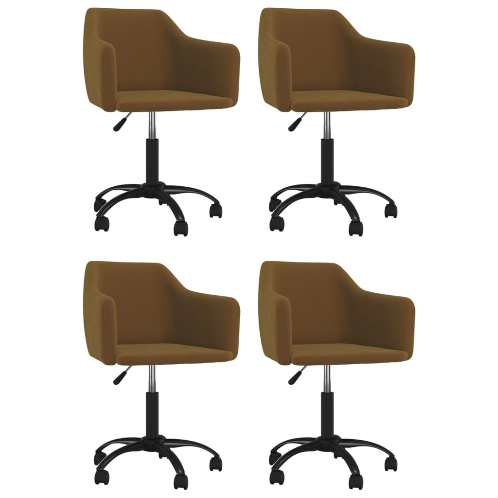 Chaises de salle à manger pivotantes 4 pcs velours marron