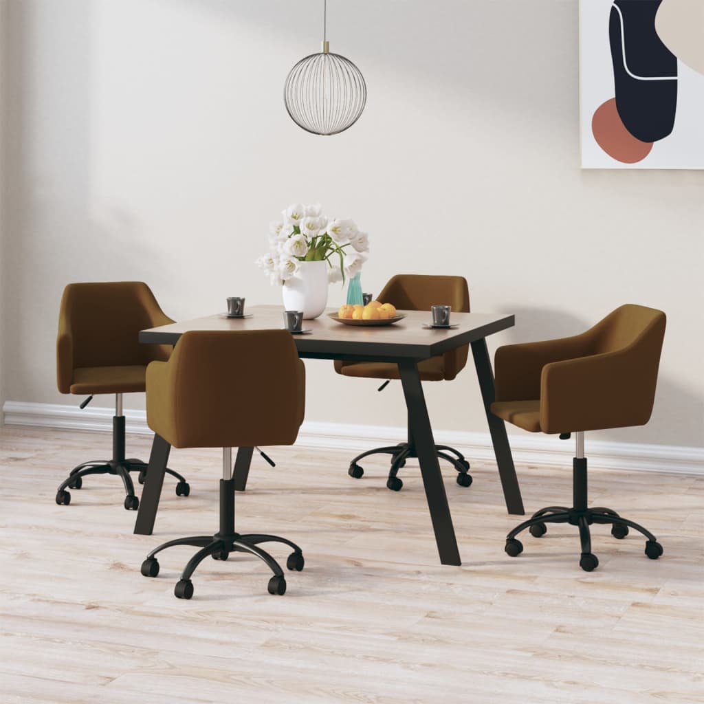 Chaises de salle à manger pivotantes 4 pcs velours marron