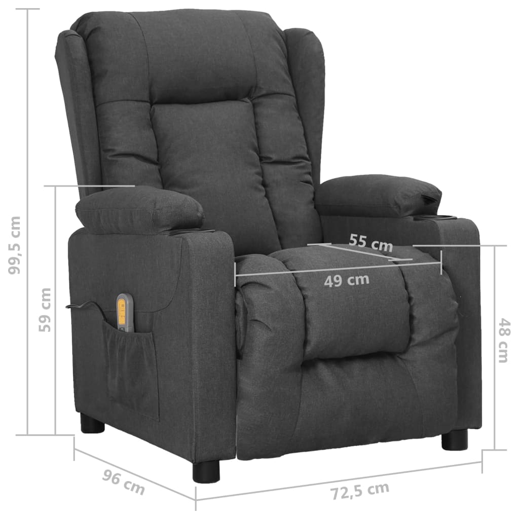 Fauteuil de massage verticalisateur tissu gris foncé