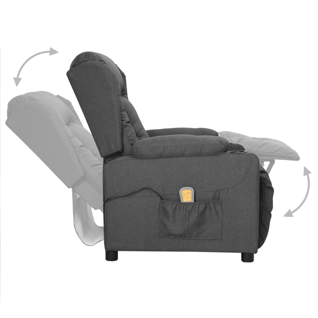 Fauteuil de massage verticalisateur tissu gris foncé