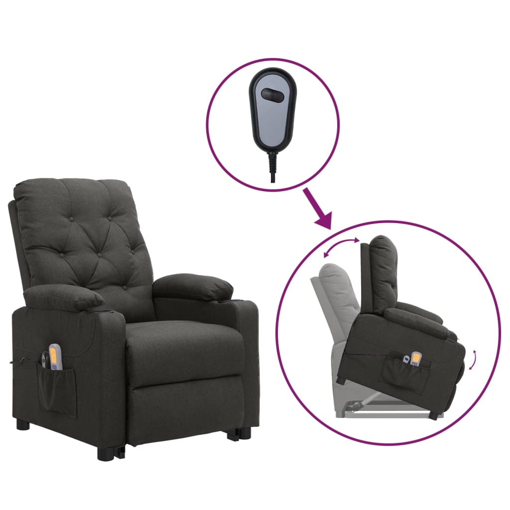 Fauteuil de massage verticalisateur tissu gris foncé