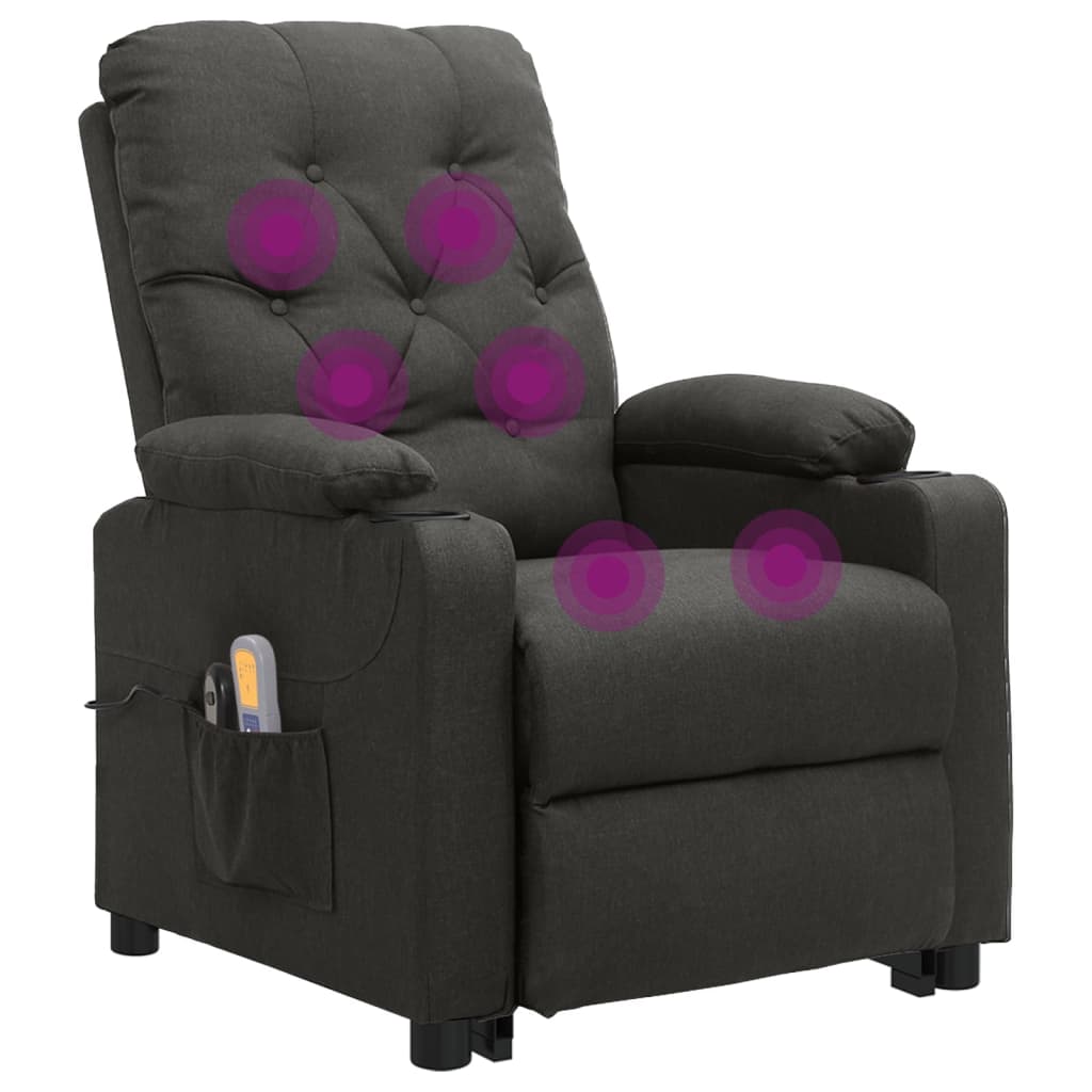 Fauteuil de massage verticalisateur tissu gris foncé