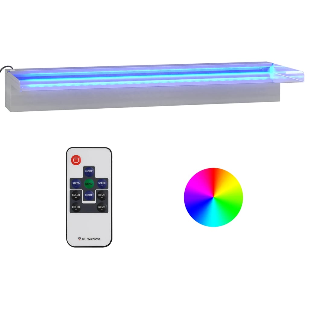 Watervaloverlaat met RGB LED's 45 cm roestvrij staal