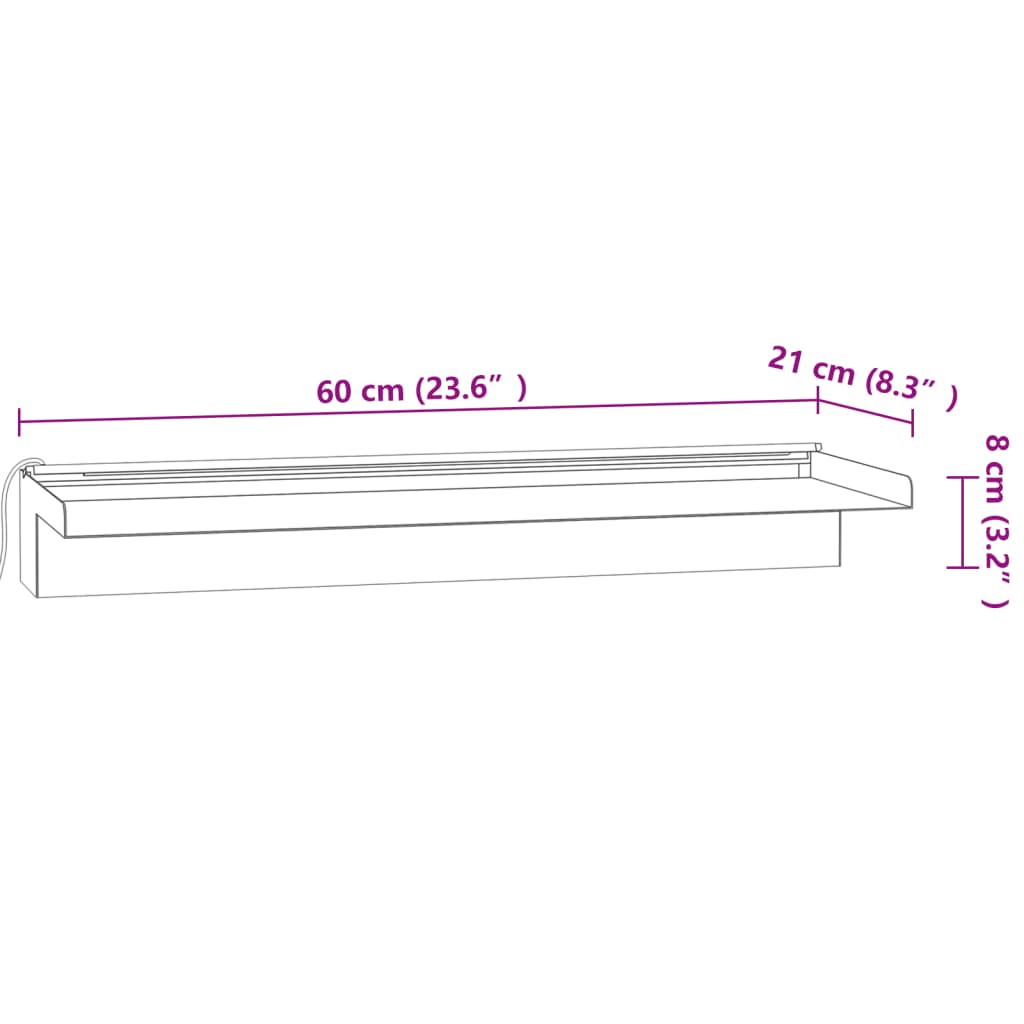 Watervaloverlaat met RGB LED's 45 cm roestvrij staal