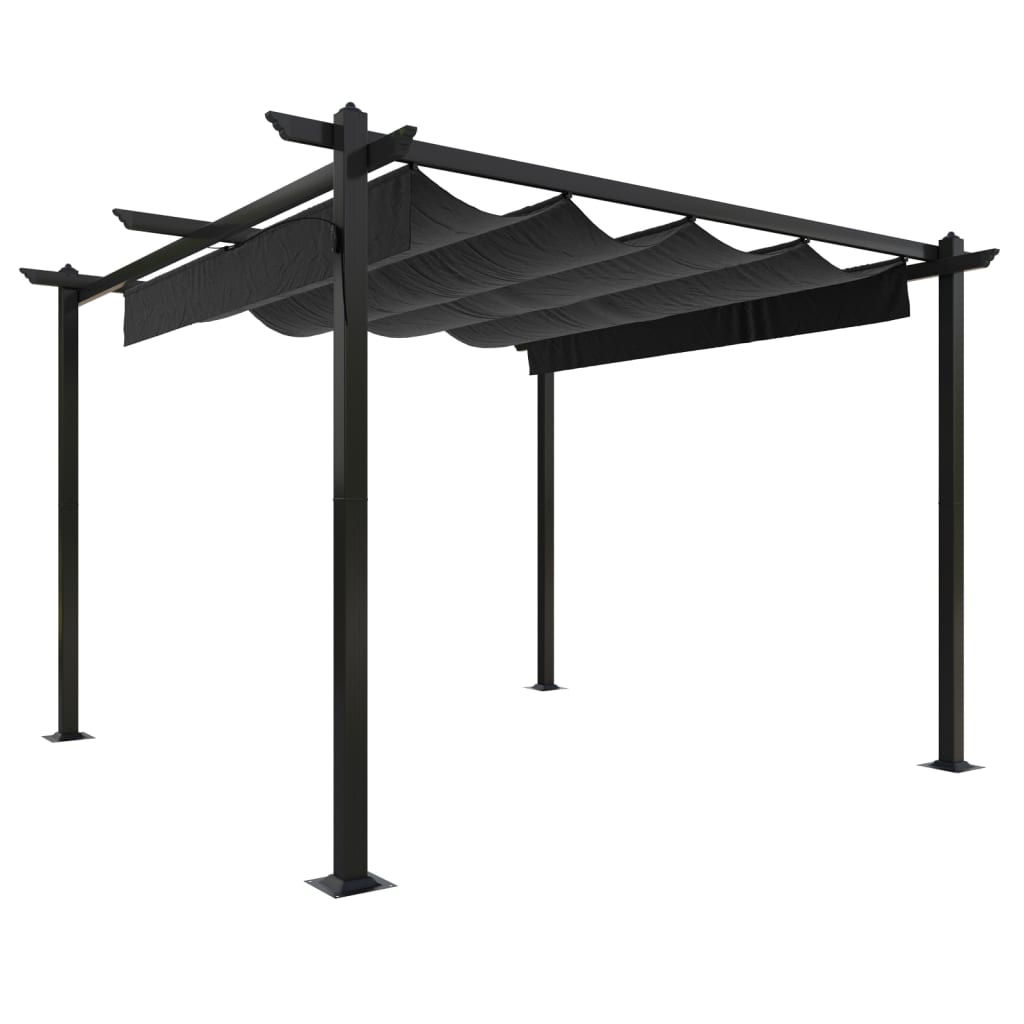 Tonnelle de jardin avec toit rétractable 4x3 m anthracite