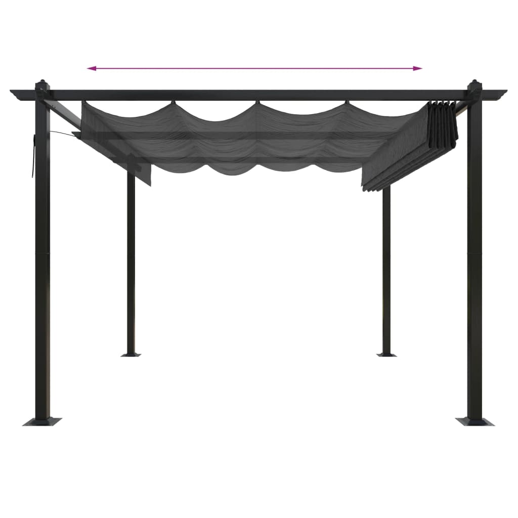 Tonnelle de jardin avec toit rétractable 4x3 m anthracite