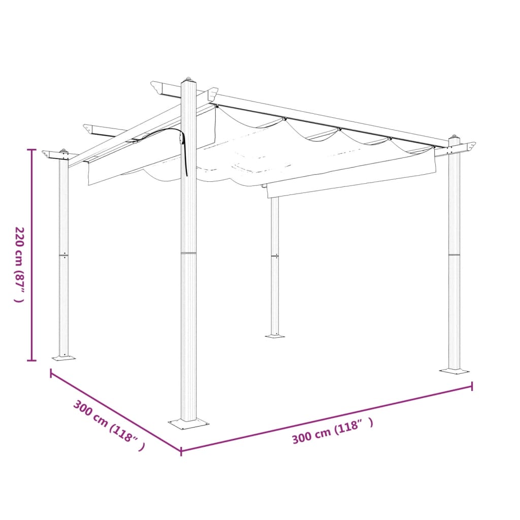 Tonnelle de jardin avec toit rétractable 4x3 m anthracite