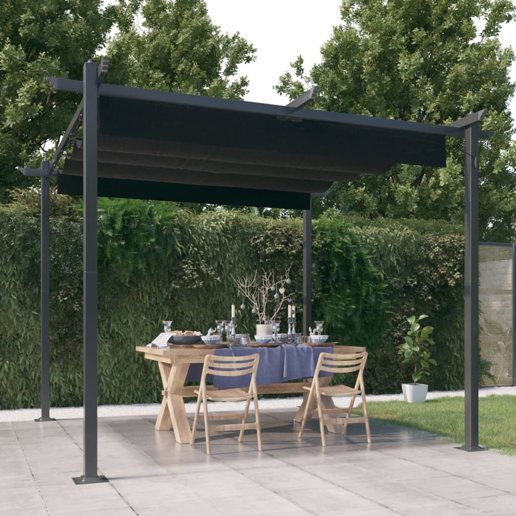 Tonnelle de jardin avec toit rétractable 4x3 m anthracite