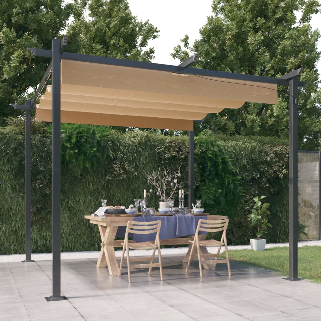 Tonnelle de jardin avec toit rétractable 4x3 m anthracite