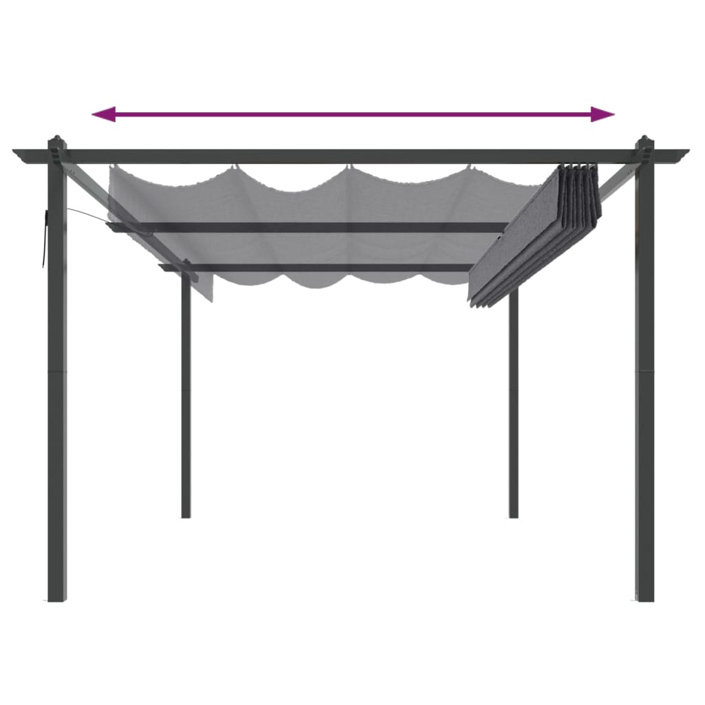 Tonnelle de jardin avec toit rétractable 4x3 m anthracite