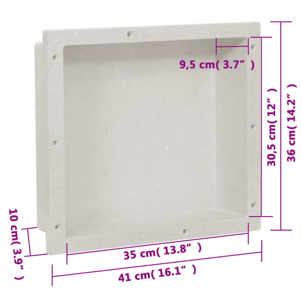 Douchenis met 2 vakken 41x51x10 cm matwit