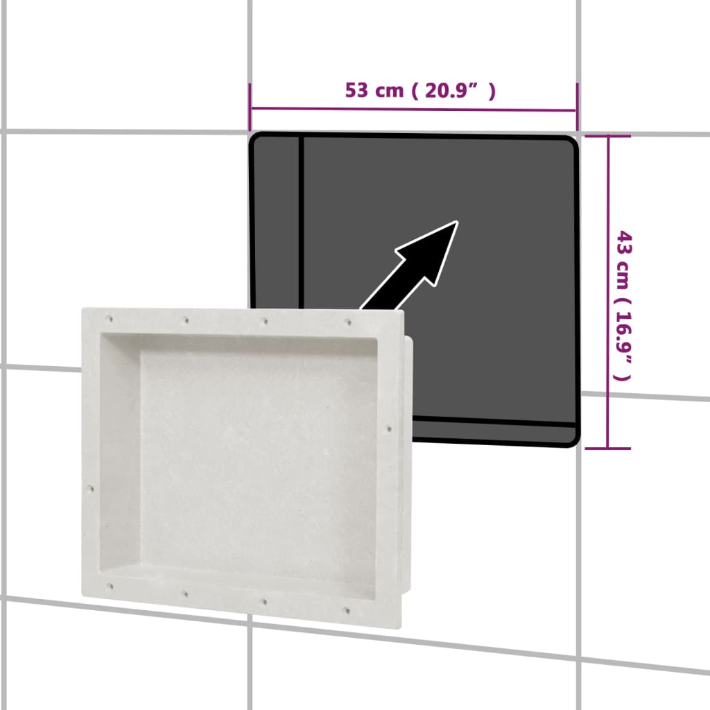 Douchenis met 2 vakken 41x51x10 cm matwit