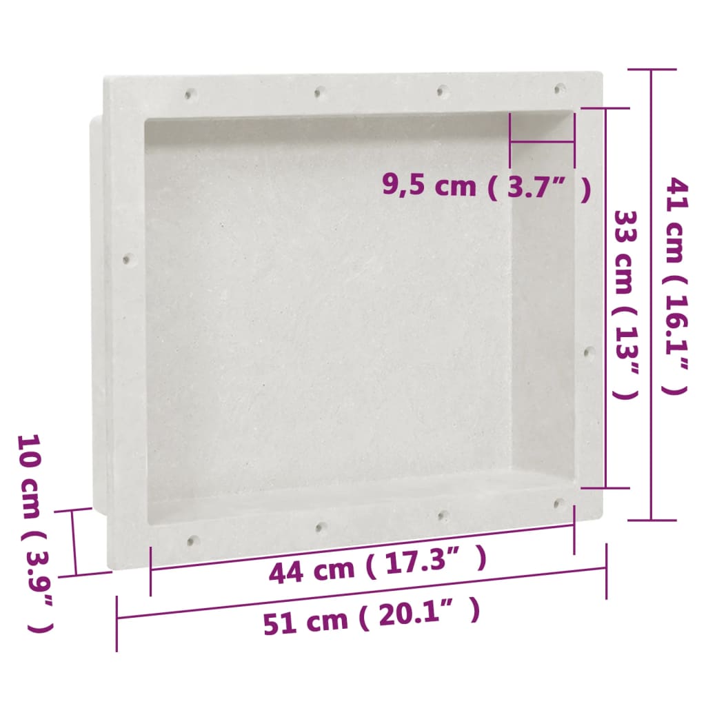 Douchenis met 2 vakken 41x51x10 cm matwit