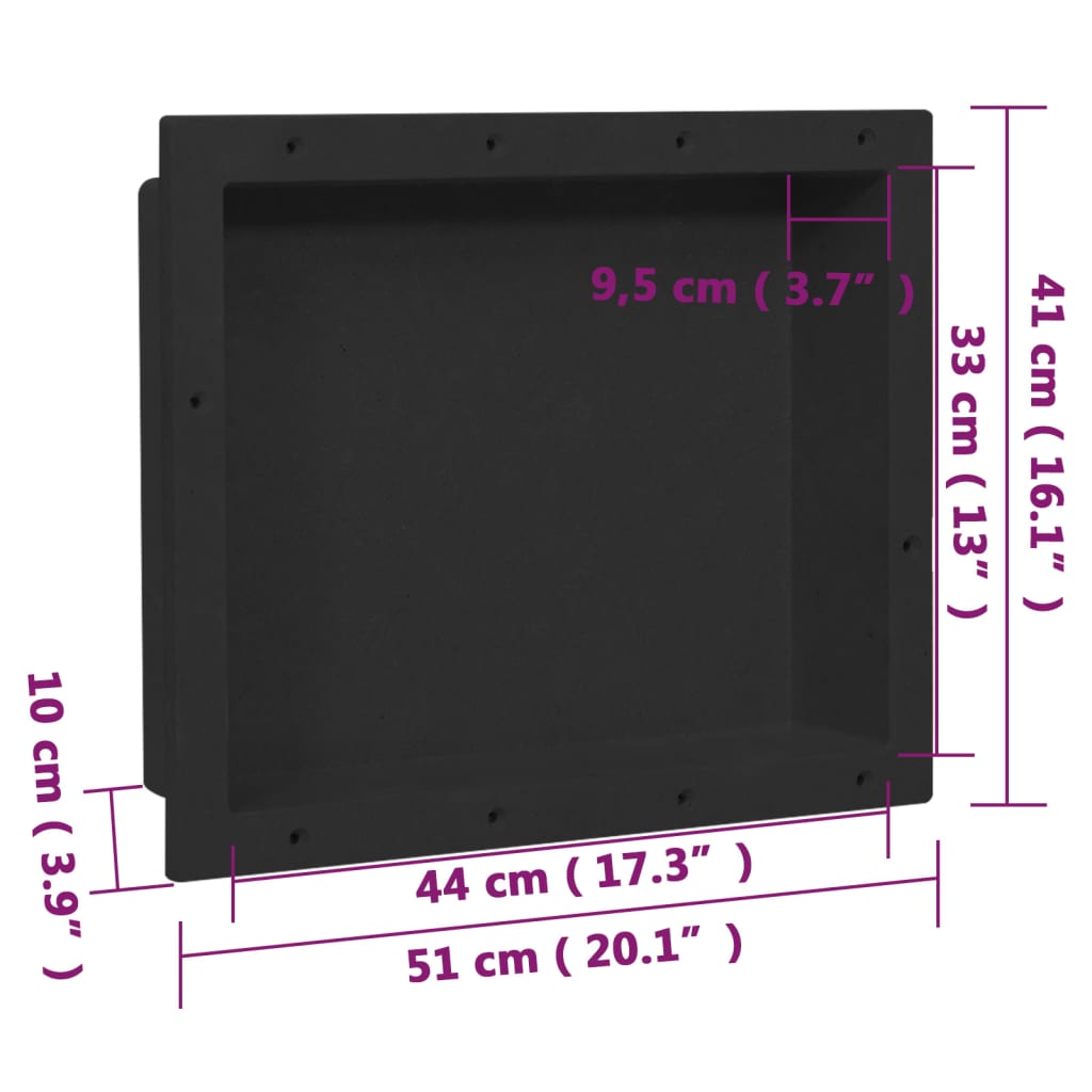 Douchenis met 2 vakken 41x51x10 cm matwit