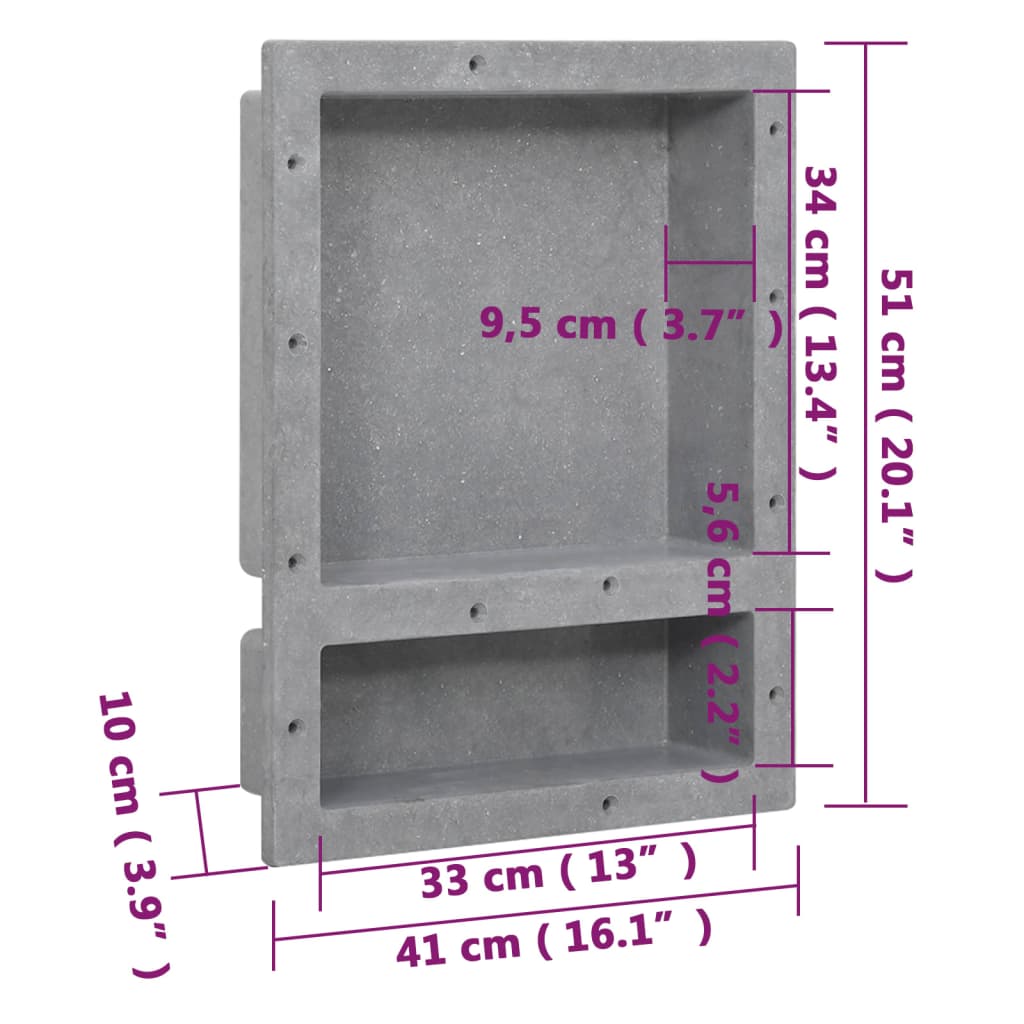 Douchenis met 2 vakken 41x51x10 cm matwit