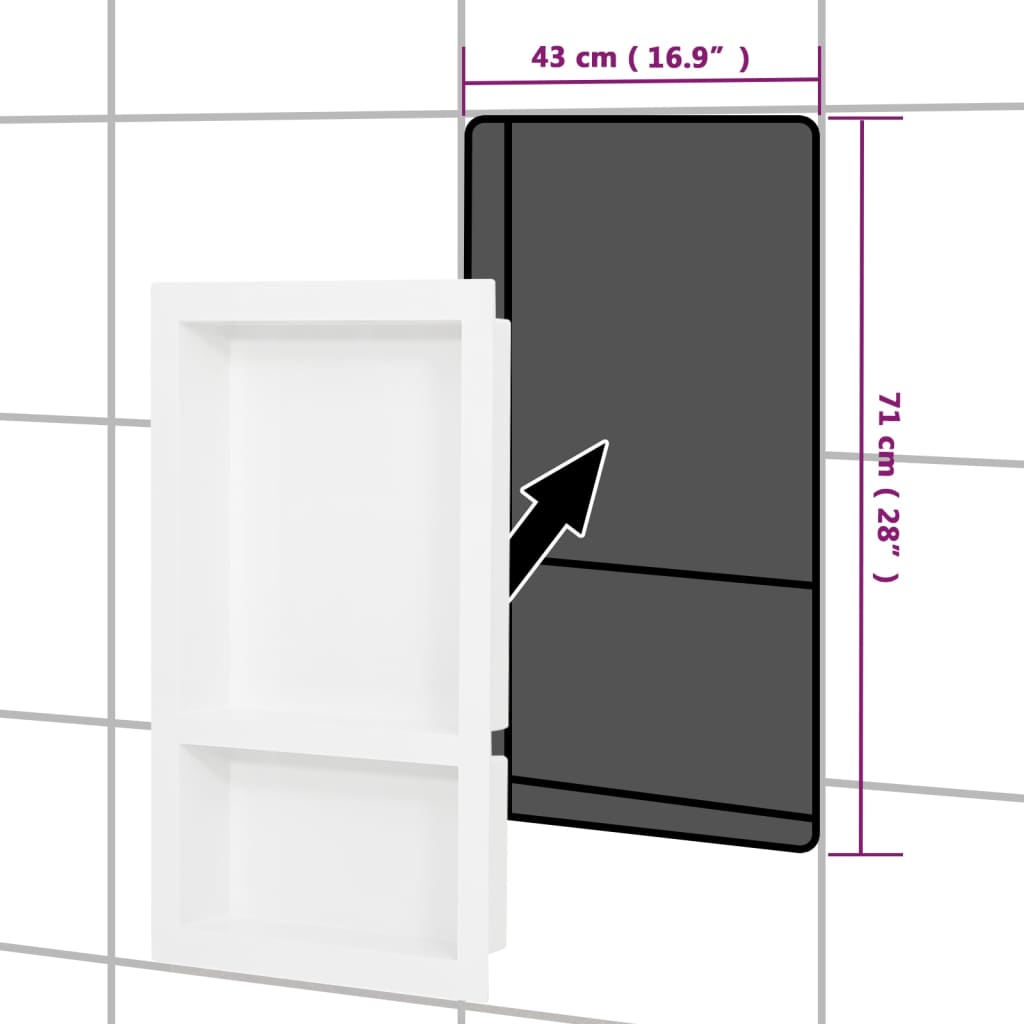 Douchenis met 2 vakken 41x51x10 cm matwit