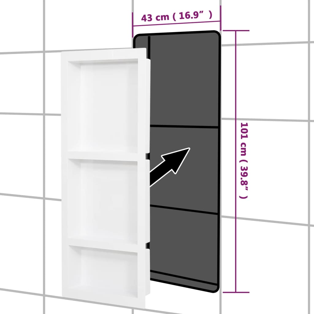 Douchenis met 2 vakken 41x51x10 cm matwit