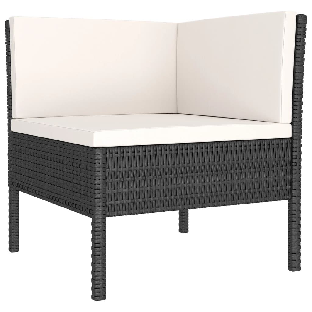 13-delige Loungeset met kussens poly rattan zwart