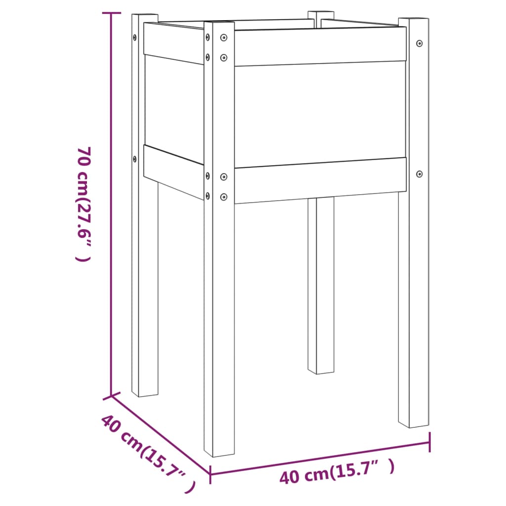 Plantenbak 40x40x70 cm massief grenenhout