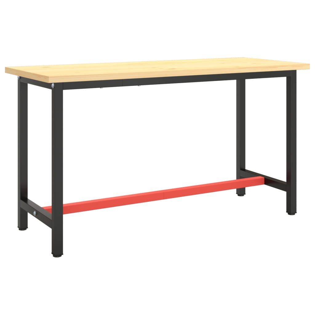 Werkbankframe 150x57x79 cm metaal zwart en rood