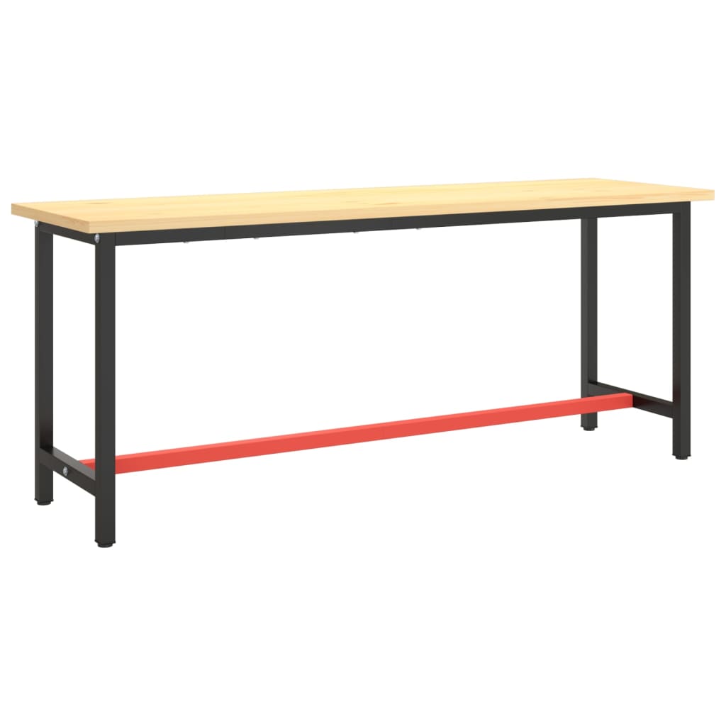 Werkbankframe 150x57x79 cm metaal zwart en rood