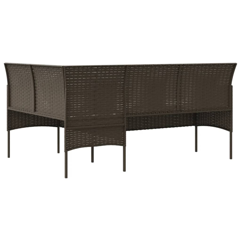 Loungebank met kussens L-vormig poly rattan