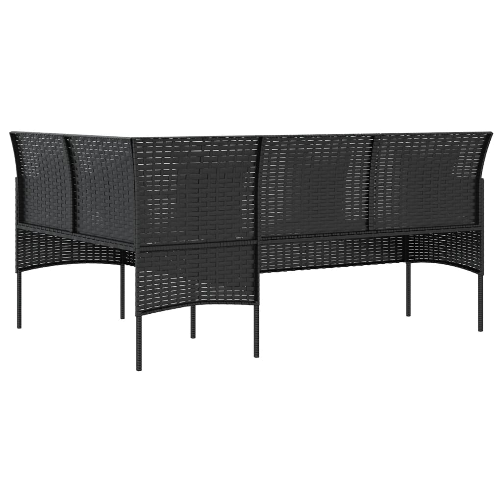 Loungebank met kussens L-vormig poly rattan