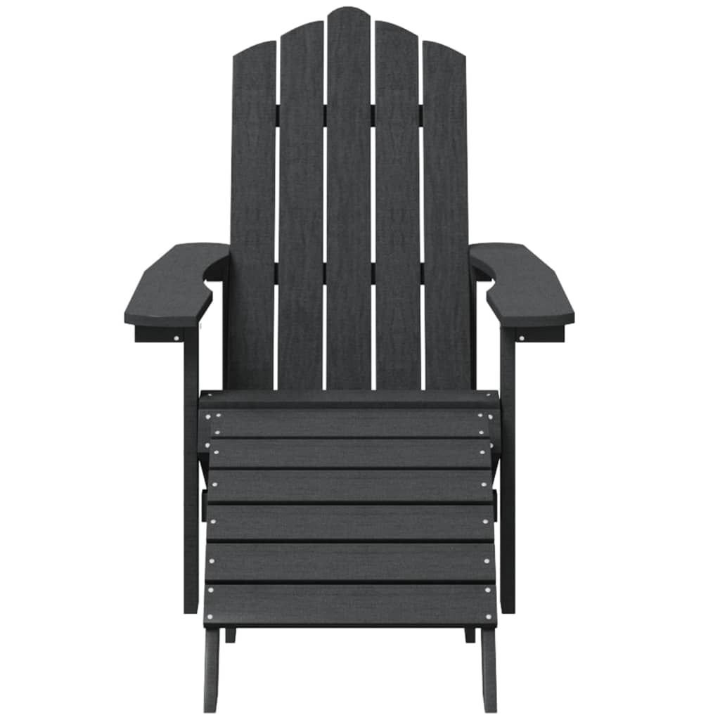 Chaise de jardin Adirondack avec table repose-pieds HDPE anthracite